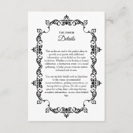 Classic Black and White Ornately Framed Wedding Tilläggskort