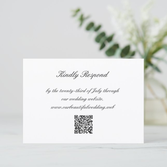 Classic Black and White QR Code Timeless Wedding OSA Kort (Stående Fram)