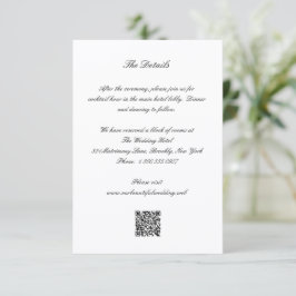 Classic Black and White QR Code Timeless Wedding Tilläggskort