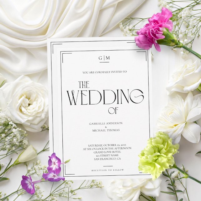 Classic Black and White Serif Wedding Invitation Inbjudningar (Skapare uppladdad)