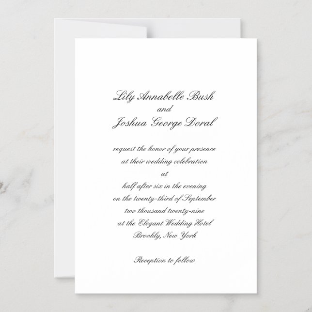 Classic Black and White Timeless Wedding Magnetisk Inbjudningskort (Framsida)