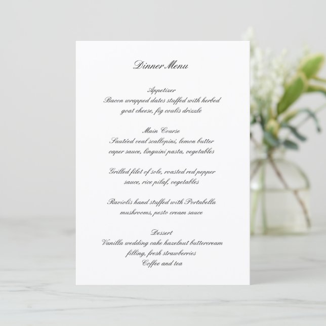 Classic Black and White Timeless Wedding Meny (Stående Fram)