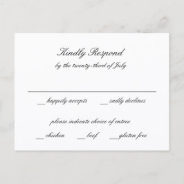 Classic Black and White Timeless Wedding RSVP Vykort