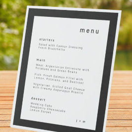 Classic black and white wedding menu Pedestal Sign