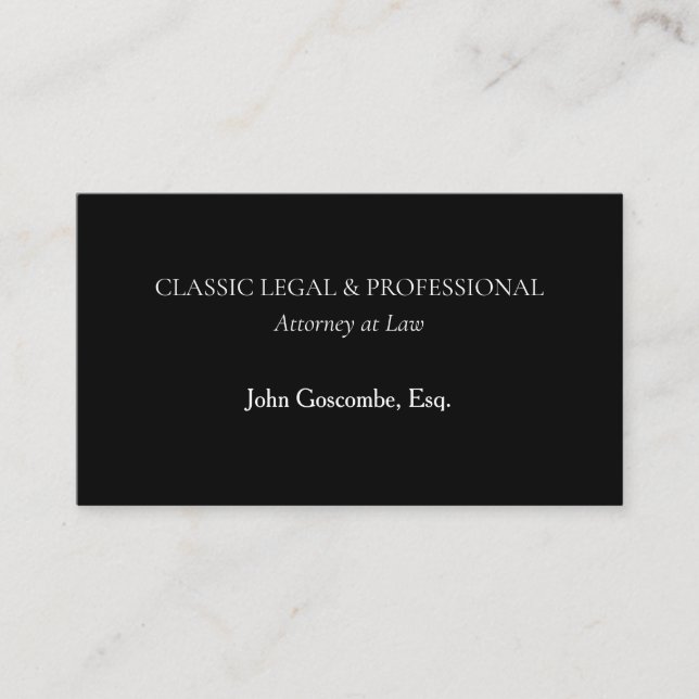 Classic Black Attorney Business Card | Ultra-Class Visitkort (Framsida)