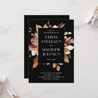 Classic Black & Blush Wedding Invitation Inbjudningar