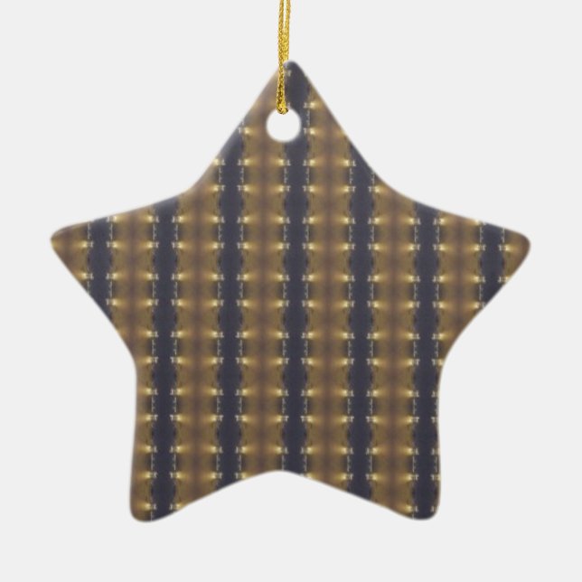 Classic Black Brown Guld Rand och fyrkanter Julgransprydnad Keramik (Framsidan)