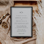 Classic Black & Ecru Gräns Monogram Bröllop Inbjudningar<br><div class="desc">En elegant dubbla gräns och inledande monogramdetaljer i skarp svärta ger en vacker kontrast mot rik kräm elfenbenston i dessa höggradiga bröllopsinbjudningar. Ett val utan tidslinje för elegant bröllop,  med vackra traditionella typsnitt och formatering.</div>