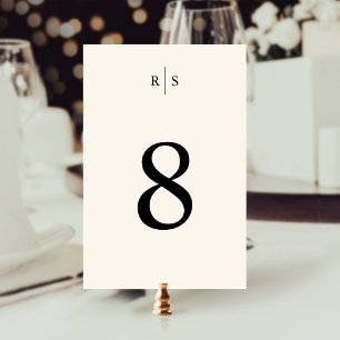 Classic Black & Ecru Monogram Bröllop Bordsnummer