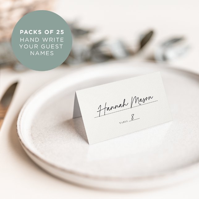 Classic Black & Ecru Monogram Bröllop Placeringskort (Skapare uppladdad)