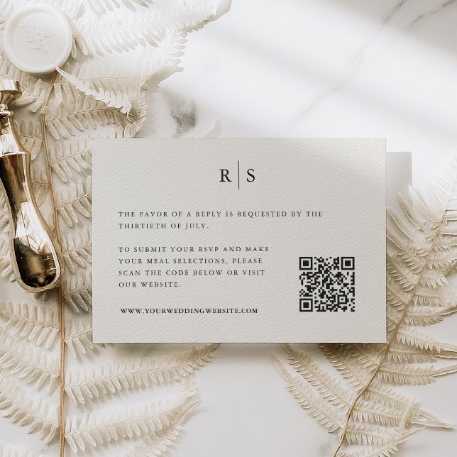 Classic Black & Ecru Monogram Bröllop QR-kod OSA Kort (Skapare uppladdad)
