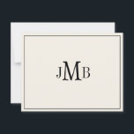 Classic Black & Ecru Monogrammed platt Tack Kort<br><div class="desc">Klassisk,  elegant,  professionell Bold brev monogrammed platta tackkort. perfekt för affärskorrespondens. Det här är platta anteckningskort. Om du vill ha Mappar-kort går du till grund på sidan där det står "Överför den här designen" och väljer Mapp tack.</div>