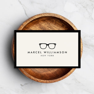 Classic Black Eyeglasses Logotyp Ivory Visitkort