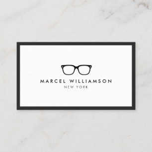 Classic Black Eyeglasses Logotyp White Visitkort