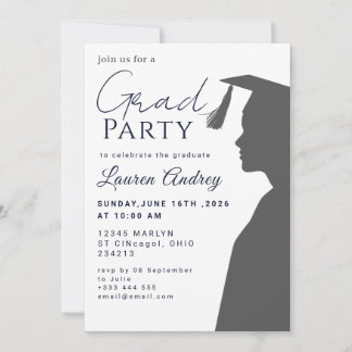 Classic Black Graduation Invitation Inbjudningar