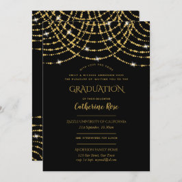 Classic Black Guld Studenten Ceremony + Reception Inbjudningar