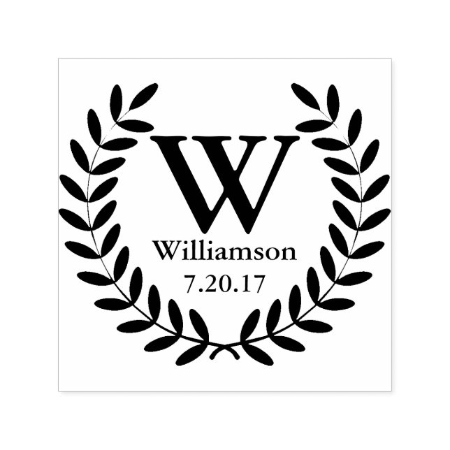Classic Black Laurel Wandan Family Namn Initial Självfärgande Stämpel (Design)