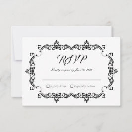 Classic Black on White Ornately Framed Wedding OSA Kort