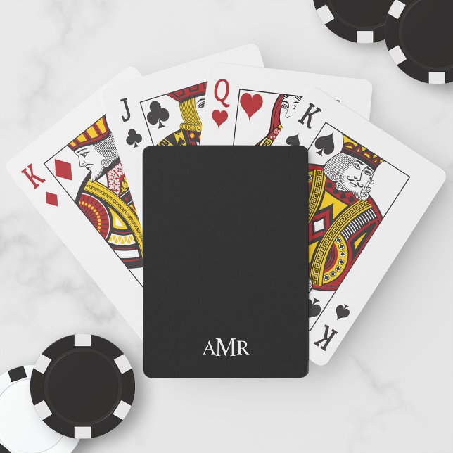 Classic Black Personlig Monogram Casinokort (Skapare uppladdad)