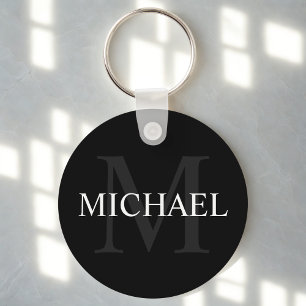 Classic Black Personlig Monogram och Namn Nyckelring