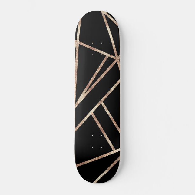 Classic Black Ro Guld Geo #1 Mini Skateboard Bräda 18,5 Cm (Framsida)