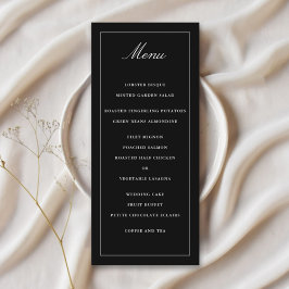 Classic Black Simple Elegance Bröllop Menu Program