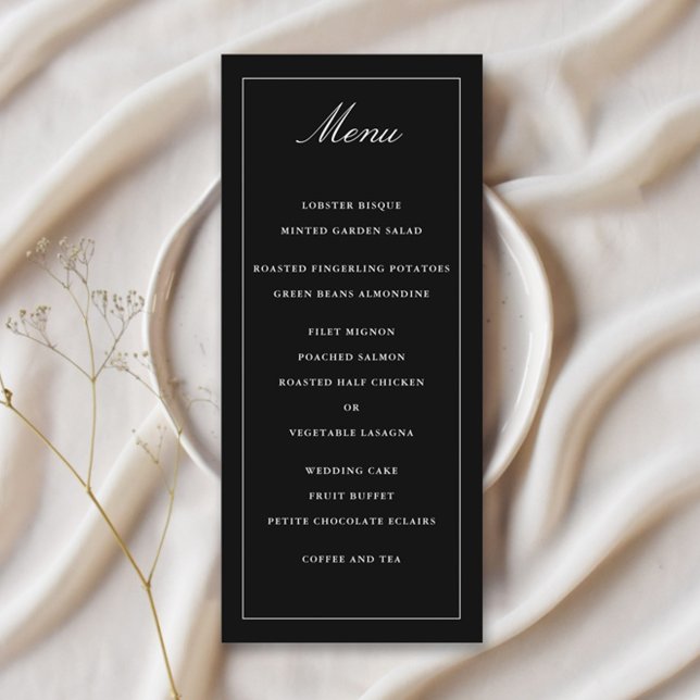 Classic Black Simple Elegance Bröllop Menu Program (Skapare uppladdad)