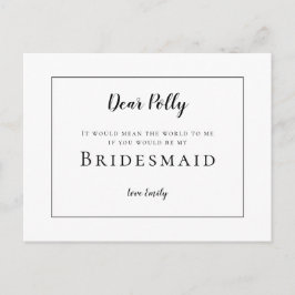 Classic Black Typography /Bridesmaid Request Vykort