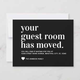 Classic Black Typography Guest Room Flyttat Flytta Meddelande