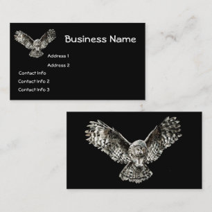 Classic Black Uggla Bird Wildlife, Nature Business Visitkort