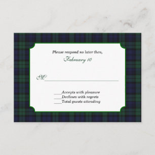 Classic Black Watch Tartan Bröllop OSA Kort