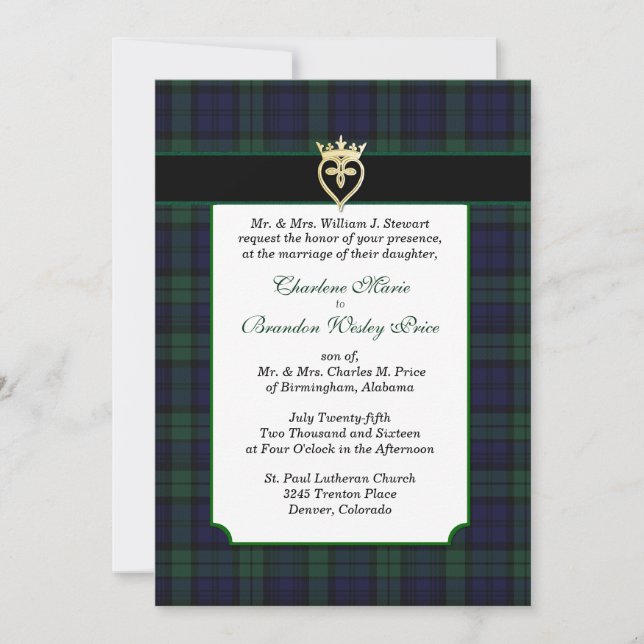 Classic Black Watch Tartan Wedding bjudande Inbjudningar (Framsida)