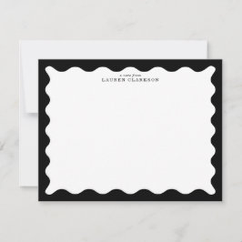 Classic Black Wavy Frame Note Card Inbjudningar