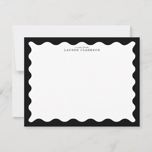 Classic Black Wavy Frame Note Card Inbjudningar (Framsida)