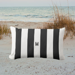 Classic Black & White Cabana Rand Monogram Lumbarkudde
