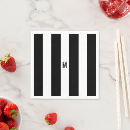 Classic Black & White Cabana Rand Monogram Pappersservett