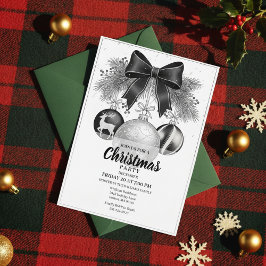 Classic Black White Christmas Party Invite Inbjudningar