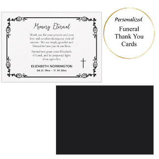 Classic Black & White Decorative Frame Funeral  Tack Kort