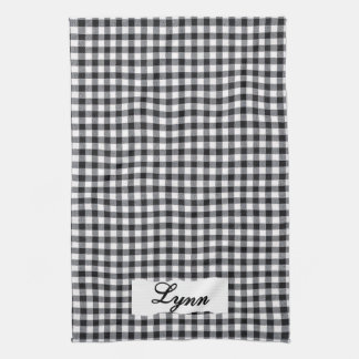 Classic Black & White Gingham | Personalized Name Kökshandduk