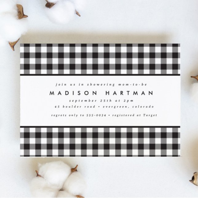 Classic Black White Gingham Play Baby Shower Inbjudningar (Skapare uppladdad)