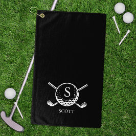 Classic Black White Golf Clubs Monogram Name