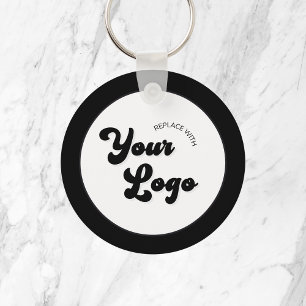 Classic Black & White Logotyp Business Promotional Nyckelring