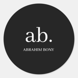 Classic Black White Minimal Monogram Design Runt Klistermärke