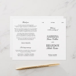 Classic Black & White Modern Wedding Program