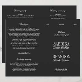 Classic Black & White Modern Wedding Program