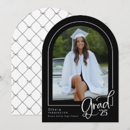 Classic Black White Photo 2025 Grad-meddelande Inbjudningar