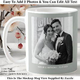 Classic Black & White Photos Sage Green Gray Kaffemugg