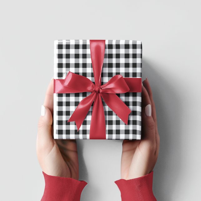 Classic Black & White Play Gingham-jul Presentpapper (Skapare uppladdad)