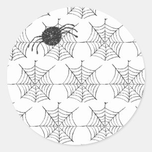 Classic Black White Spindelnät Halloween fest Runt Klistermärke