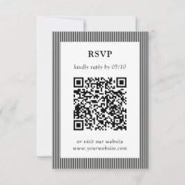 Classic Black & White Stripe QR Code OSA Bröllop Kort